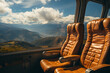 Tourist bus seats, selective focus. Background with copy space for text