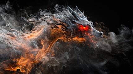 Wall Mural - A dragon made from fire and smoke.