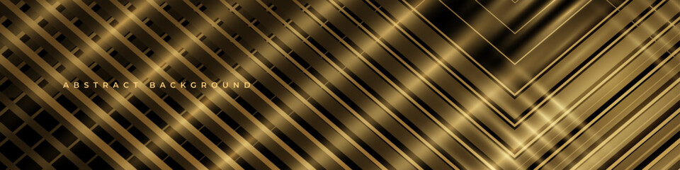 Aufkleber - Abstract luxury elegant golden banner background with diagonal lines and rays. Wide vector illustration
