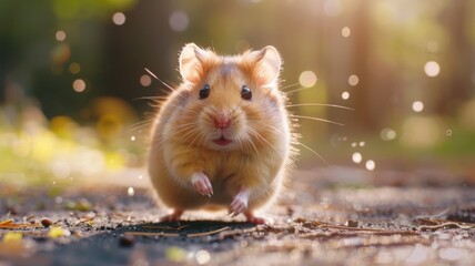 Wall Mural - A hamster running endlessly in its wheel, tireless athlete