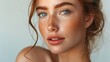 Portrait of young beautiful woman with perfect smooth skin, Natural beauty, Skin care cosmetology, AI generated