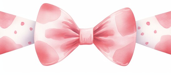 Poster - An eye glass accessory featuring a pink and white bow with polka dots on a white background. The pattern adds a touch of symmetry and playfulness to your eyewear, creating a fun and stylish look