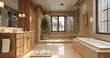 Master Bath in Luxury Home Boasting Oak Wood Cabinetry