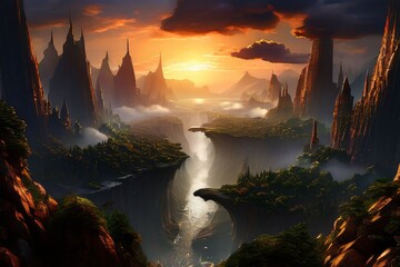 Fantasy Landscape Game Art, Beautiful fantasy landscape