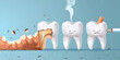Dangers of smoking, Teeth with cigarette. Smoking effect on human teeth. Dental care concept. Stop smoking, World No Tobacco Day.generative ai 