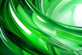 Fototapeta Przestrzenne - Abstract geometric green background with glass spiral tubes, flow clear fluid with dispersion and refraction effect, crystal composition of flexible twisted pipes, modern 3d wallpaper, design element,