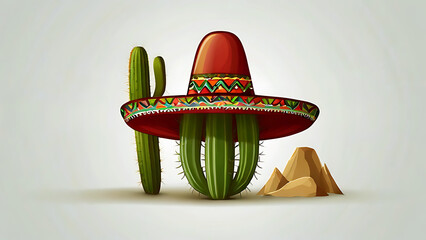 a cinco de mayo day with cactus and mexican hat background