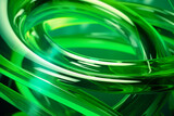 Fototapeta Przestrzenne - Abstract geometric green background with glass spiral tubes, flow clear fluid with dispersion and refraction effect, crystal composition of flexible twisted pipes, modern 3d wallpaper, design element