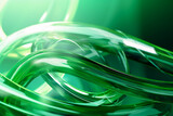 Fototapeta Fototapety przestrzenne i panoramiczne - Abstract geometric green background with glass spiral tubes, flow clear fluid with dispersion and refraction effect, crystal composition of flexible twisted pipes, modern 3d wallpaper, design element