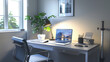© Digital_Dreamer - Clean and Modern Minimalist Workspace with Ergonomic Setup Promoting Health and Well-being