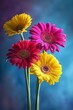 a 4k ultra high resolution, multicolor gerbera daisies , photorealistic -