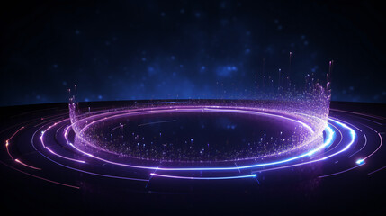 Wall Mural - visualization of an infinti loop of sci-fi neon technology background