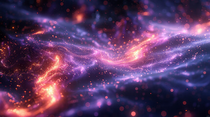 Wall Mural - Cosmic Waves and Particles in Vibrant Motion