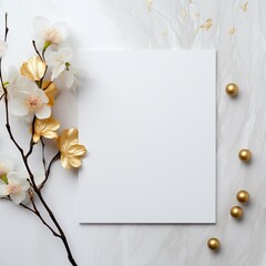 Wall Mural - white orchid and card