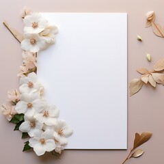 Canvas Print - blank note paper with flower