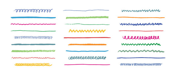 Leinwandbilder - Hand drawn scribble line set. Doodle collection of handmade lines, underlines and elements. Lettering art lines isolated on white background.