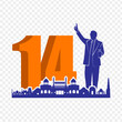 Vector illustration of BR Ambedkar silhouette with Indian monuments on transparent background