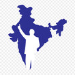Vector illustration of BR Ambedkar silhouette with India map on transparent background