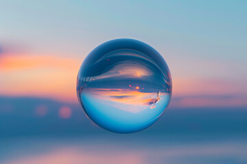 a blue bubble resting in front of a blue sky in the s cd618b55-cba8-4508-9d5e-62e7ef110ad6 0