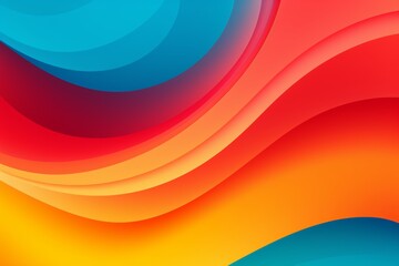 Wall Mural - Cyan to Red to Yellow abstract fluid gradient design, curved wave in motion background for banner, wallpaper, poster, template, flier and cover