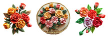 Refrigerator Magnets Decoration Set. Roses Flower Set
