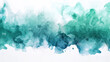 Abstract watercolor background with teal green colored smoke clouds. Minimalist design, banner concept for a web poster, business presentation or social media post template