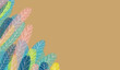 marco artístico de vegetación variopinto, pastel, textura de acuarela,  fondo beige, marron, crema, con espacio, web , redes