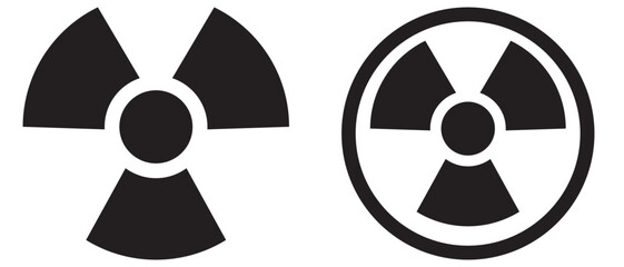 Wall Mural - Nuclear Hazard Ionizing Radiation Danger X Rays Trefoil Warning Symbol Black Icon Set. Vector Image. eps 10