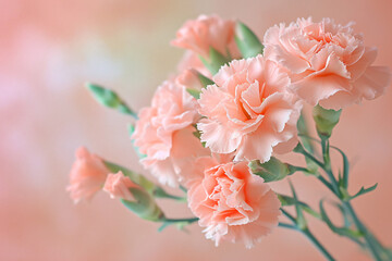 a bouquet of pink carnations on a pink background in th fc215253-f800-4c31-bc00-1eb1f25bb99c