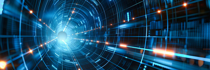 Wall Mural - cybernetic stream: visualizing the rapid flow of information and energy in the digital realm