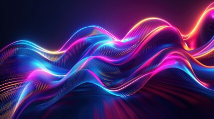 Wall Mural - Colorful motion elements with neon led illumination. Abstract futuristic background - generative ai