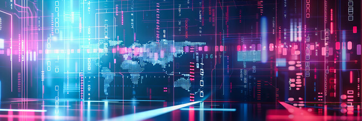 Wall Mural - futuristic network connections over a cityscape, visualizing the digital transformation of urban lif