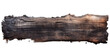 Burnt wooden plank isolated on transparent or white background