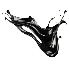 Canvas Print - Black oil splash isolated on transparent or white background