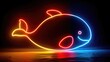 Neon-lit whale illustration with dynamic orange and blue hues.