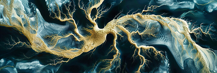 Wall Mural - Microscopic View of a Neuron Network, Illustrating the Complex Beauty of Human Biology and Science