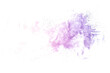 Pastel pink and lavender splashed watercolor paint stain on white background.