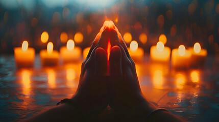 Wall Mural - people at the church, praying 