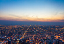 Downtown Chicago At Dusk From On High