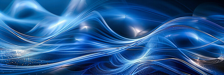 Wall Mural - Speed and Motion: Dynamic Blue Light Trails Capturing the Essence of Digital Velocity and Energy