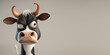 Cute Cartoon Angry Cow Character with Space for Copy
