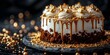 Bitcoin-themed cake with edible gold accents representing halving events and reduced mining rewards. Concept Bitcoin, Cake Design, Edible Gold Accents, Halving Events, Reduced Mining Rewards