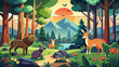 forest scene with various animals 1 illustration