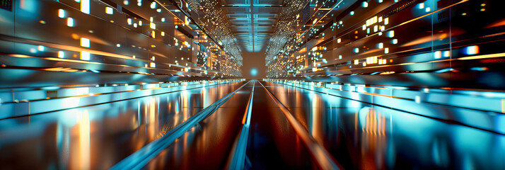Wall Mural - the pathway through digital dimensions, abstract technology and futuristic design lead the way forwa