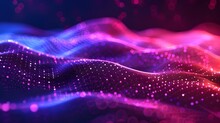 Technology Digital Wave Background Concept.Beautiful Motion Waving Dots Texture With Glowing Defocused Particles. Cyber Or Technology Background Ai Generated 