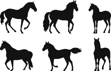 set of horse silhouettes