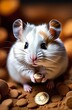 Adorable Hamster Grasping Crypto. Tiny Furry Pet. Holding Bitcoin. Investment Future. Digital Wealth. Market Technology. Financial Coin. Value Money. Inexperienced investor, bad investment, experience