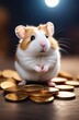 Adorable Hamster Grasping Crypto. Tiny Furry Pet. Holding Bitcoin. Investment Future. Digital Wealth. Market Technology. Financial Coin. Value Money. Inexperienced investor, bad investment, experience