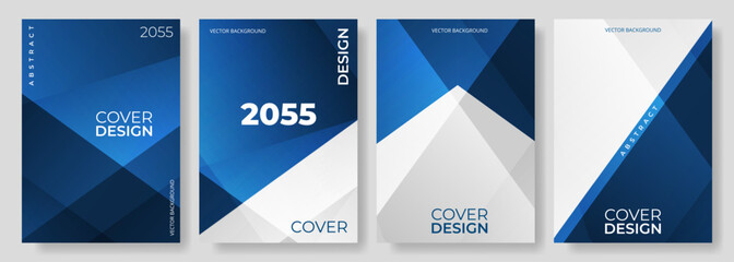 Wall Mural - Blue and white abstract modern poster or vertical background vector set. A4 resolution polygonal elegant cover design for brochure, book, flyer, poster, background, banner, annual report presentation.