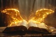 Illuminated Open Book With Wings